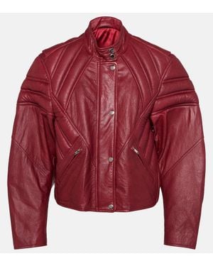 Isabel Marant Chaqueta Biker De Piel Con Paneles - Rojo