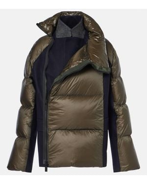 Sacai Wool-Trimmed Puffer Jacket - Green