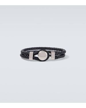Tom Ford Logo Braided Leather Bracelet - White