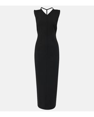 KHAITE Terri Long Dress With V-Neck - Black