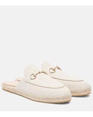 Gucci Cleo Suede Espadrille Mules - White