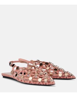 The Attico Slingback-Ballerinas Grid Aus Veloursleder - Braun