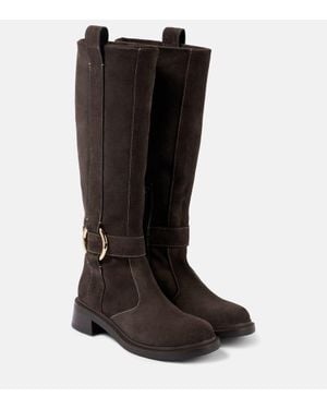 See By Chloé New Ring Suede Knee-High Boots - Black