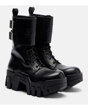 Balenciaga Bulldozer 25 Leather Platform Combat Boots - Black
