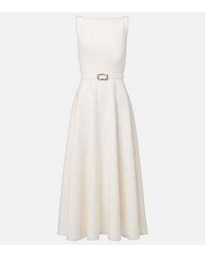 Safiyaa Abito Midi Svasato Con Cintura - Bianco