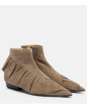 JW Anderson Botines De Ante Con Volantes - Marrón