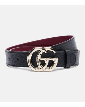 Gucci Gg Leather Belt - Black