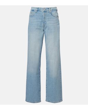 7 For All Mankind Stovepipe Straight Mid-Rise Straight Jeans - Blue