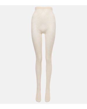Saint Laurent Floral Tights - White