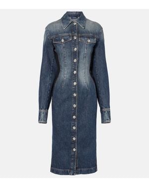 Sportmax Fiorito Denim Midi Dress - Blue