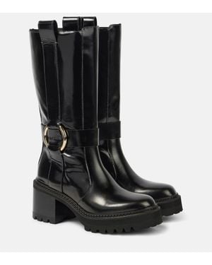 See By Chloé New Ring 60 Leather Knee-High Boots - Black