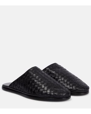 Bottega Veneta Slippers De Piel Intrecciato - Negro