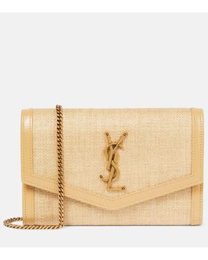 Saint Laurent Portafoglio Uptown in rafia - Neutro