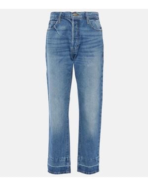 FRAME High-Rise Straight Jeans Le Mec - Blau