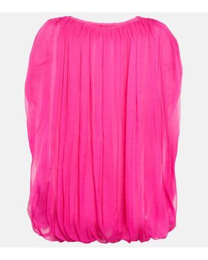 Rick Owens Gathered Silk Chiffon Top - Pink