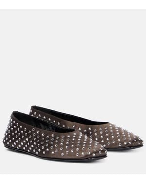 Magda Butrym Crystal-Embellished Satin Ballet Flats - Black
