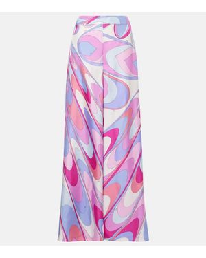 PUCCI Iride Silk Twill Wide-Leg Pants - Pink