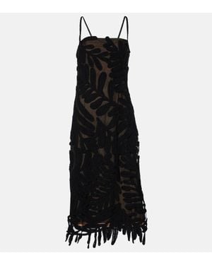 Oscar de la Renta Fern Crochet-Knit Midi Dress - Black