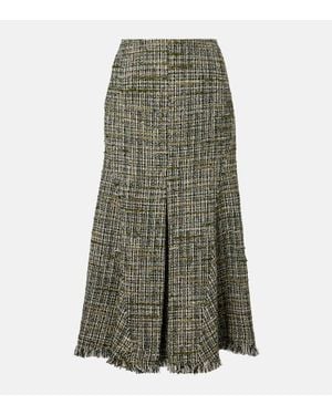 Erdem Tweed Midi Skirt - Green