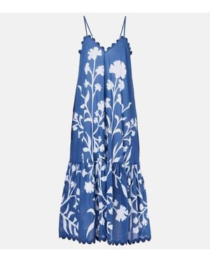 Juliet Dunn Bedrucktes Maxikleid Aus Baumwolle - Blau