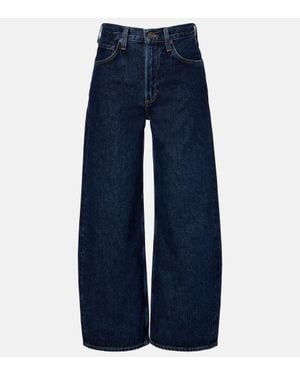 Agolde Low Curve Cropped Mid-Rise Barrel-Leg Jeans - Blue