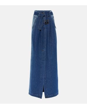 Dries Van Noten Savannas High-Rise Denim Maxi Skirt - Blue