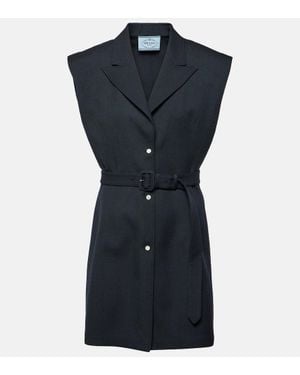 Prada Oversize-Weste Aus Schurwolle - Blau