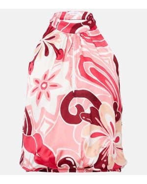 Poupette Top Clea Imprime En Satin - Rose
