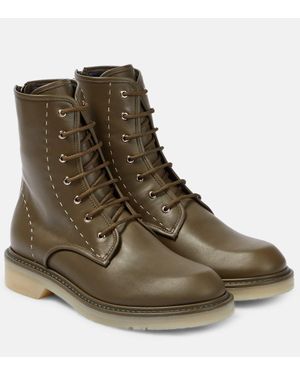 Max Mara Schnuerstiefel Aus Leder - Grün