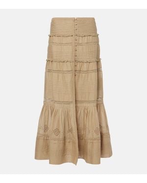 Isabel Marant Mini-Jupe Dusta En Coton Et Dentelle - Neutre