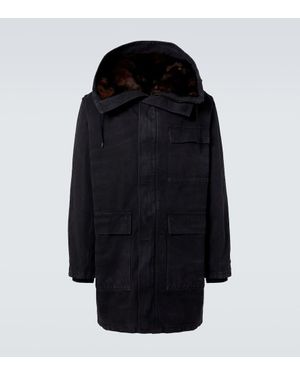 Prada Shearling-Trimmed Cotton Parka - Black
