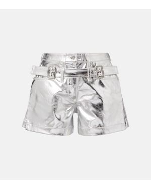 Rabanne Metallic Cotton High-Rise Shorts - White