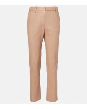 JOSEPH Coleman Leather Straight Trousers - Natural