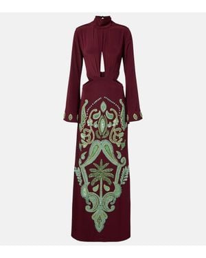 Johanna Ortiz Aurora Magica Beaded Silk Gown - Red