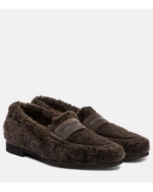 Brunello Cucinelli Monili Shearling Loafers - Brown