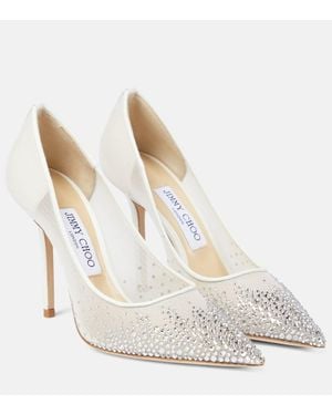 Jimmy Choo Love 100 Mesh & Leather Pump - White