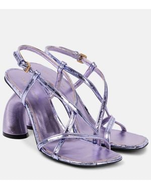 Dries Van Noten Metallic Leather Sandals - Purple