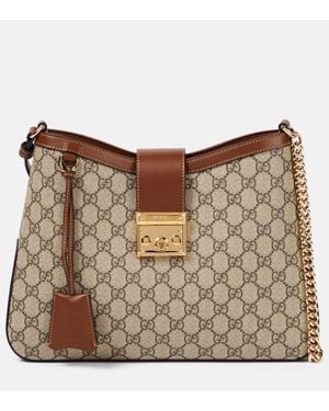 Gucci Padlock Medium Gg Canvas Shoulder Bag - Natural