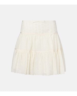 Valentino Tiered Cotton Lace Miniskirt - White