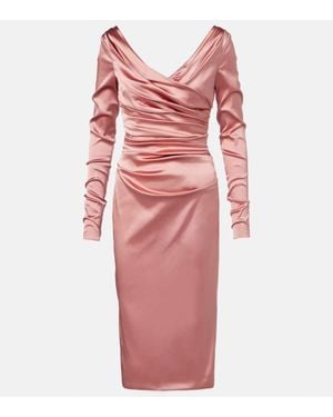 Dolce & Gabbana Draped Satin Midi Dress - Pink