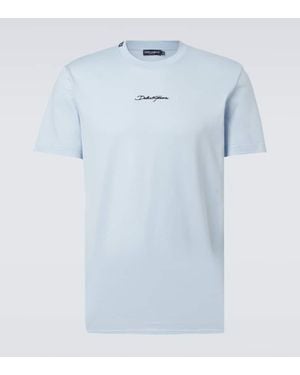 Dolce & Gabbana T-Shirt Aus Baumwoll-Jersey - Blau
