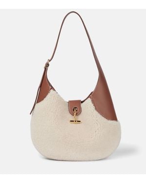 Loro Piana Schultertasche Bobbin Medium Aus Faux Shearling - Natur