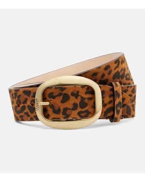 Isabel Marant Ceinture Dara En Daim A Motif Leopard - Marron