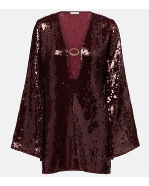 Oséree Marylin Sequined Kaftan - Red