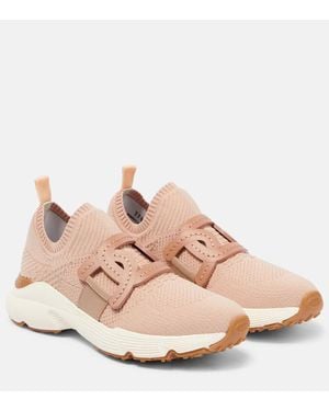 Tod's Sneakers Kate Aus Strick Mit Leder - Pink