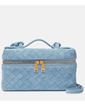 Bottega Veneta Bang Bang Intrecciato Suede Vanity Bag - Blue
