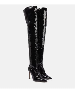 Alexandre Vauthier Elixir Sequined Over-The-Knee Boots - Black