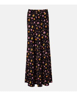 Dolce & Gabbana Floral Silk-Blend Charmeuse Maxi Skirt - Black