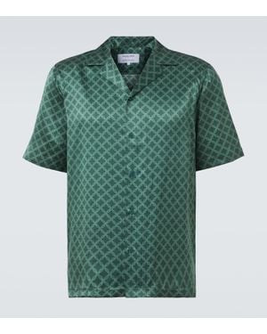 Frescobol Carioca Roberto Printed Silk Bowling Shirt - Green
