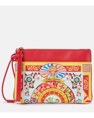 Dolce & Gabbana Small Leather Trimmed Clutch - Red